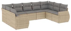 VidaXL Polyrattan Kerti Ülőgarnitúra - 9 részes - Bézs