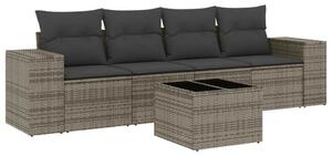 VidaXL Polyrattan Kerti Ülőgarnitúra - 5 részes - Szürke