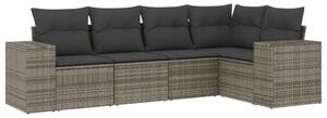 VidaXL Polyrattan Kerti Ülőgarnitúra - 5 részes - Szürke