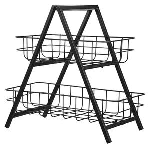 GRID két emeletes fém tároló, fekete 33 cm
