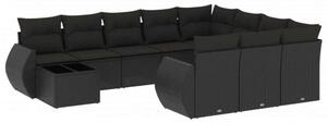 VidaXL Polyrattan Kerti Ülőgarnitúra - 11 részes - Fekete