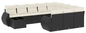 VidaXL Polyrattan Kerti Ülőgarnitúra - 11 részes - Fekete