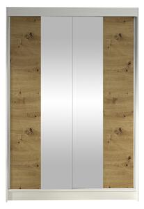 Gardróbszekrény Closico Salvor II, Laminált forgácslap, 200x120x58cm, Artisan tölgy, Fehér