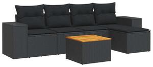 VidaXL Polyrattan Kerti Ülőgarnitúra - 6 részes - Fekete