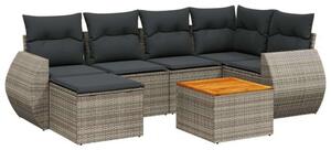 VidaXL Polyrattan Kerti Ülőgarnitúra - 7 részes - Szürke