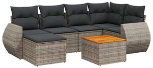 VidaXL Polyrattan Kerti Ülőgarnitúra - 7 részes - Szürke