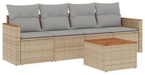 VidaXL Polyrattan Kerti Ülőgarnitúra - 5 részes - Bézs
