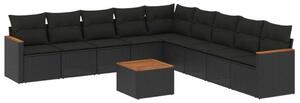 VidaXL Polyrattan Kerti Ülőgarnitúra - 10 részes - Fekete