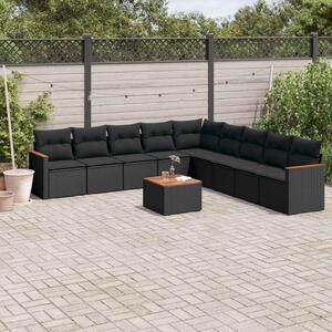 VidaXL Polyrattan Kerti Ülőgarnitúra - 10 részes - Fekete