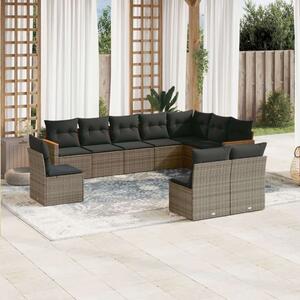 VidaXL Polyrattan Kerti Ülőgarnitúra - 10 részes - Szürke