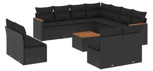 VidaXL Polyrattan Kerti Ülőgarnitúra - 12 részes - Fekete