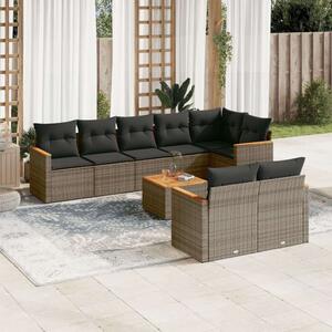 VidaXL Polyrattan Kerti Ülőgarnitúra - 9 részes - Szürke