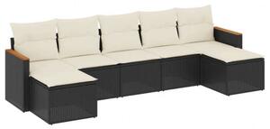 VidaXL Polyrattan Kerti Ülőgarnitúra - 7 részes - Fekete