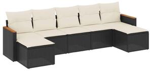 VidaXL Polyrattan Kerti Ülőgarnitúra - 7 részes - Fekete