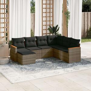 VidaXL Polyrattan Kerti Ülőgarnitúra - 7 részes - Szürke