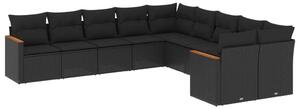 VidaXL Polyrattan Kerti Ülőgarnitúra - 10 részes - Fekete