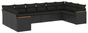 VidaXL Polyrattan Kerti Ülőgarnitúra - 10 részes - Fekete