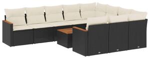 VidaXL Polyrattan Kerti Ülőgarnitúra - 11 részes - Fekete