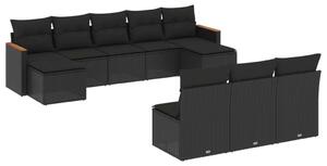 VidaXL Polyrattan Kerti Ülőgarnitúra - 10 részes - Fekete
