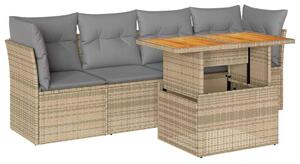 VidaXL 5 részes Polyrattan Kerti Ülőgarnitúra - Bézs