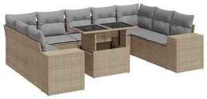 VidaXL Polyrattan Kerti Ülőgarnitúra - 10 részes - Bézs