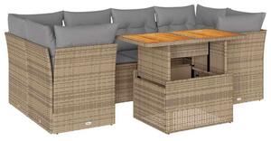 VidaXL 7 részes Polyrattan Kerti Ülőgarnitúra - Bézs