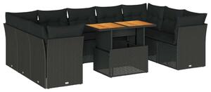 VidaXL Polyrattan Kerti Ülőgarnitúra - 10 részes - Fekete