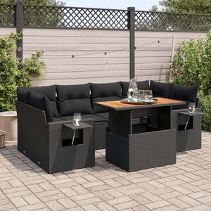 VidaXL Polyrattan Kerti Ülőgarnitúra - 7 részes - Fekete