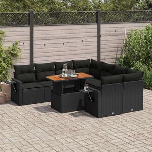VidaXL Polyrattan Kerti Ülőgarnitúra - 9 részes - Fekete