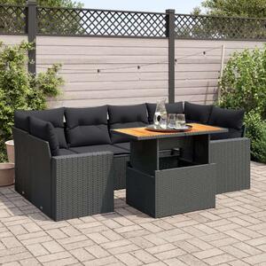 VidaXL Polyrattan Kerti Ülőgarnitúra - 7 részes - Fekete