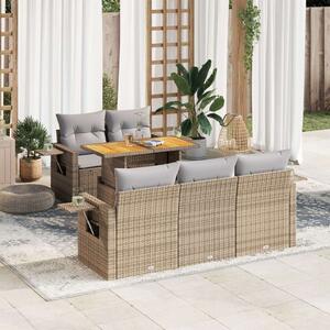 VidaXL Polyrattan Kerti Ülőgarnitúra - 6 részes - Bézs