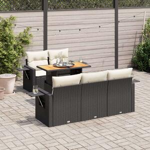 VidaXL Polyrattan Kerti Ülőgarnitúra - 6 részes, Fekete