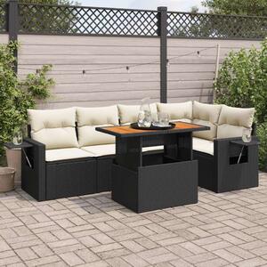 VidaXL Polyrattan Kerti Ülőgarnitúra - 6 részes - Fekete