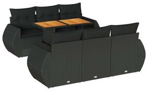 VidaXL Polyrattan Kerti Ülőgarnitúra - 7 részes - Fekete