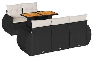 VidaXL Polyrattan Kerti Ülőgarnitúra - 6 részes - Fekete
