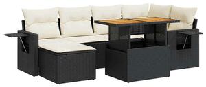VidaXL Polyrattan Kerti Ülőgarnitúra - 7 részes - Fekete