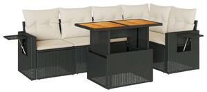 VidaXL Polyrattan Kerti Ülőgarnitúra - 6 részes - Fekete