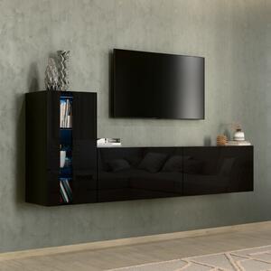 Intenso Concept-11 nappali faliszekrény sor - 200 cm (magasfényű fekete)