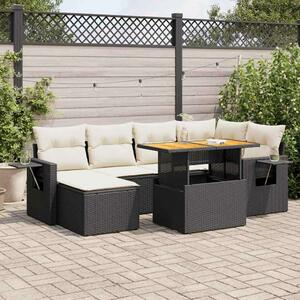 VidaXL Polyrattan Kerti Ülőgarnitúra - 7 részes - Fekete