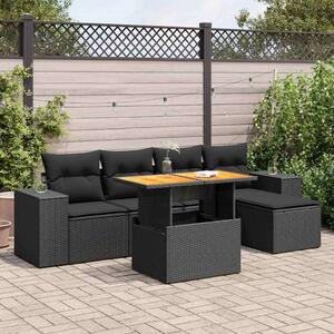 VidaXL Polyrattan Kerti Ülőgarnitúra - 6 részes - Fekete