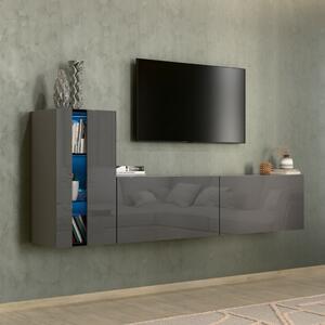 Intenso Concept-11 nappali faliszekrény sor - 200 cm (magasfényű szürke)