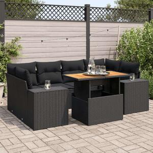 VidaXL Polyrattan Kerti Ülőgarnitúra - 7 részes - Fekete
