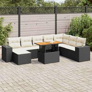 VidaXL Polyrattan Kerti Ülőgarnitúra - 9 részes - Fekete