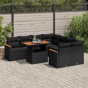 VidaXL Polyrattan Kerti Ülőgarnitúra - 9 részes - Fekete