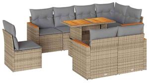VidaXL Polyrattan Kerti Ülőgarnitúra - 9 részes - Bézs
