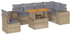 VidaXL Polyrattan Kerti Ülőgarnitúra - 7 részes - Bézs