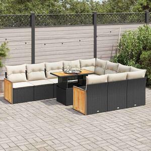 VidaXL Kerti Ülőgarnitúra - 11 részes - Polyrattan - Fekete