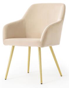 AKORD Furniture Factory ESTELLE tapicerowane szék welur bézs arany lábakkal 4 db-os szett