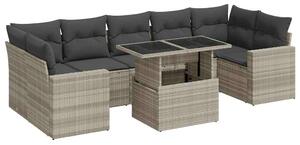 VidaXL Polyrattan Kerti Ülőgarnitúra - 8 részes - Világosszürke