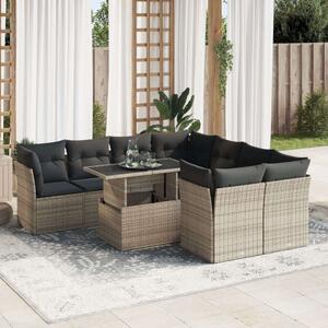 VidaXL Polyrattan Kerti Ülőgarnitúra - 9 részes - Szürke